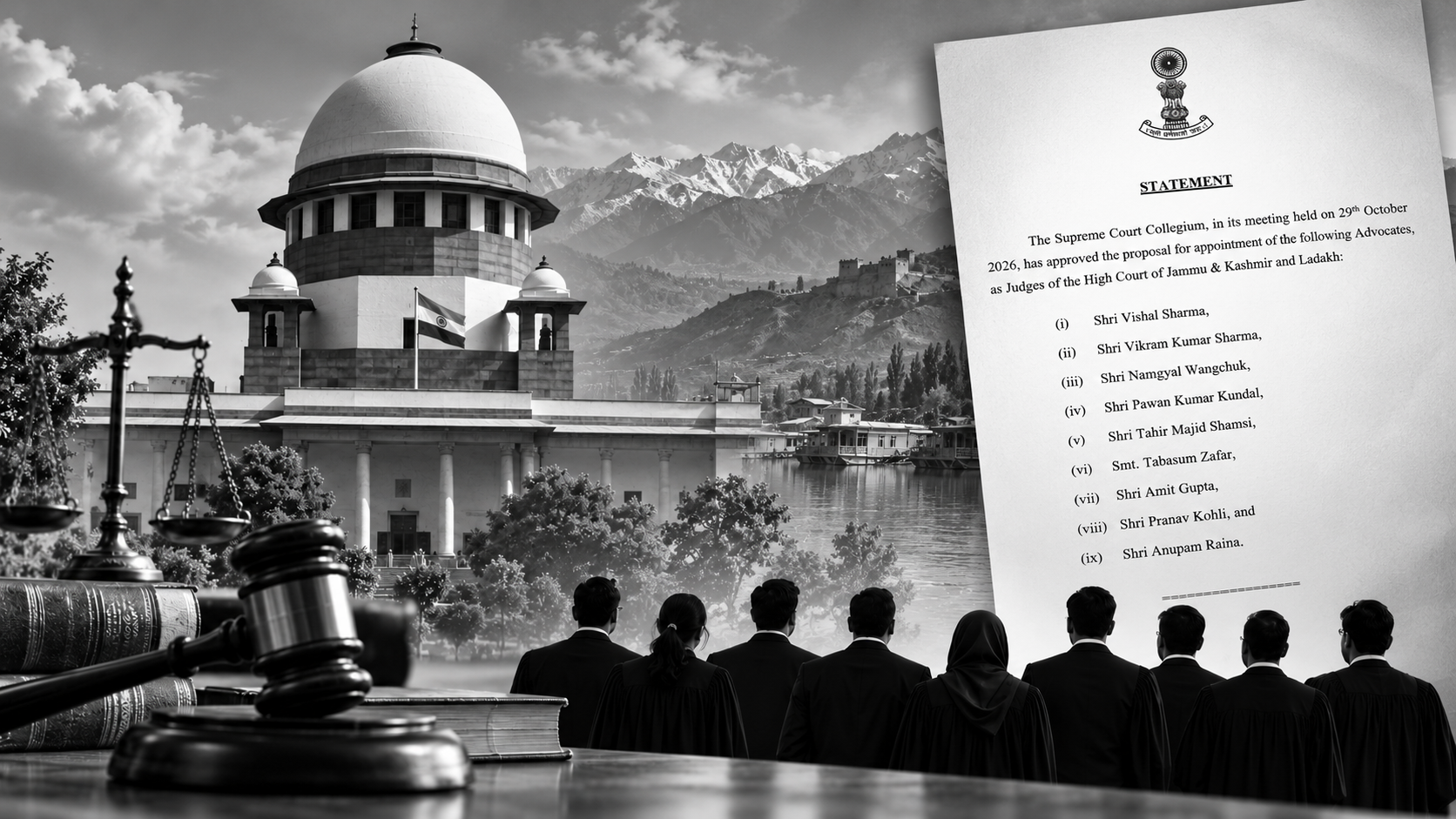 SC Collegium Recommends Nine Advocates for J&K and Ladakh High Court